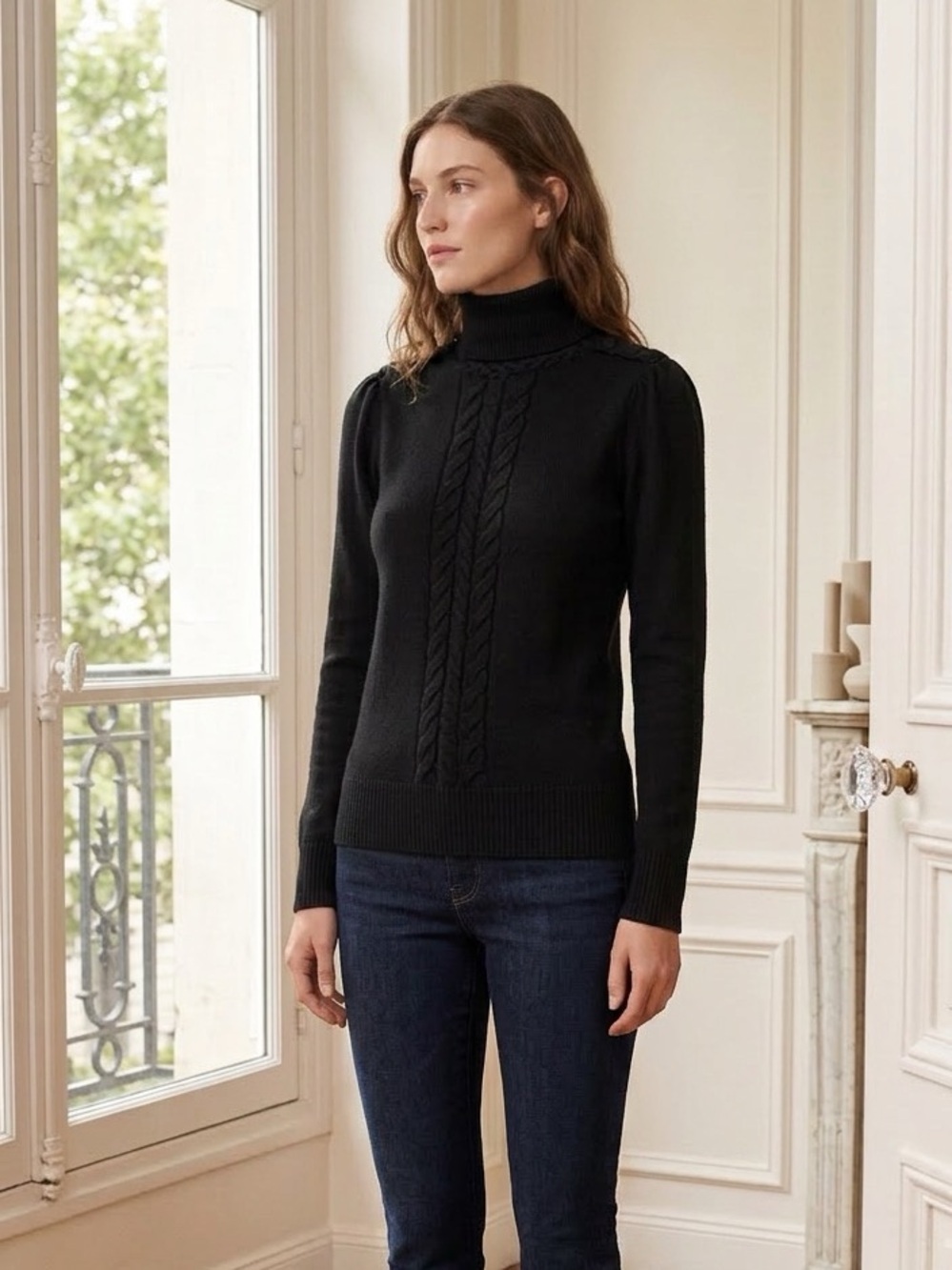 Diane Von Furstenberg DVF Sanya Wool Turtleneck Sweater Black size S